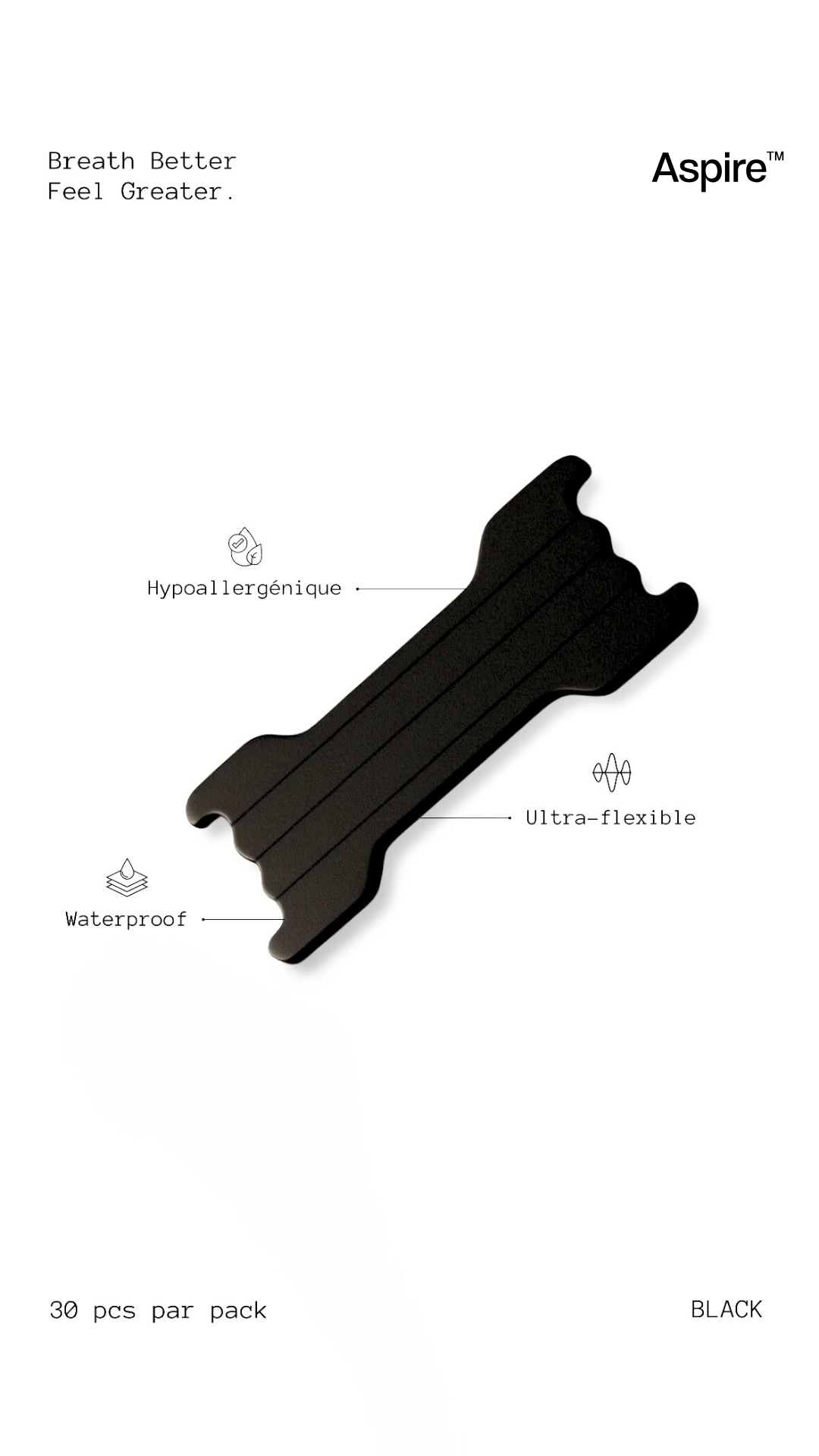 Aspire™ Tiras Nasales - Negro